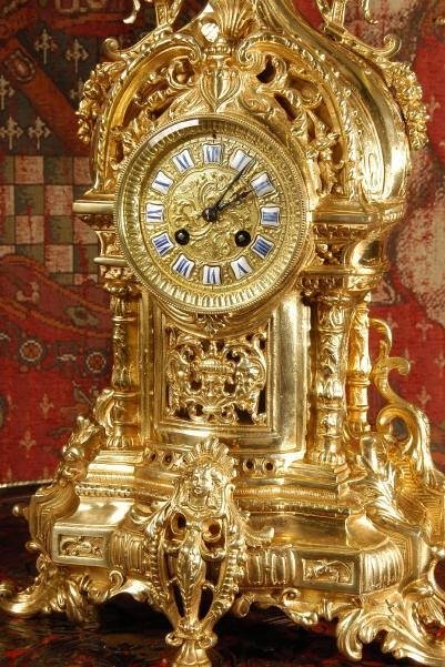 fig 4. ***** SOLD ***** Large Antique French Clock Set by Samuel Marti